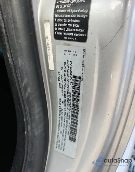 2005 Volkswagen New Beetle Gls from USA, damaged, VIN 3VWCK31C35M410861